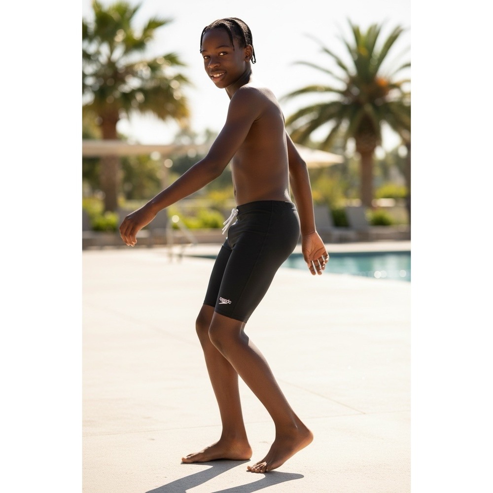 Speedo Boys Black Jammer Swim Trunks Size 12 Drawstring Competition Swim Shorts
